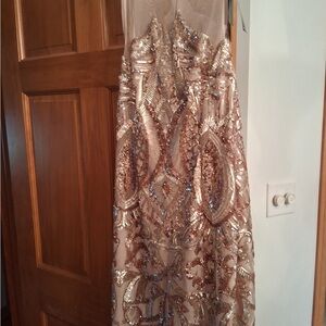 Adrianna Papell Rose Gold Sequin Dress